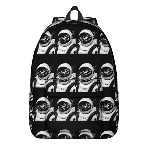 Starry Night Sky School Backpack, Celestial Galaxy Moon Stars Rocket Design, Cute Outer Space Astronaut Daypack for Sci-Fi Lovers