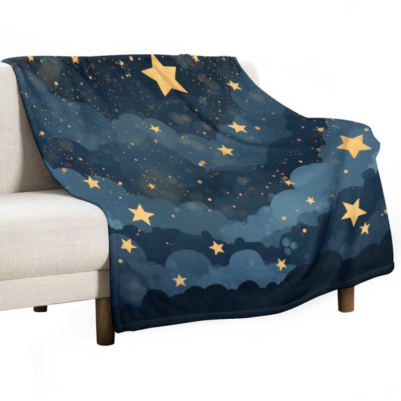 Starry Night Sky with Clouds Throw Blanket Warm Microfiber Flannel Bedroom Decor Blankets For Beds