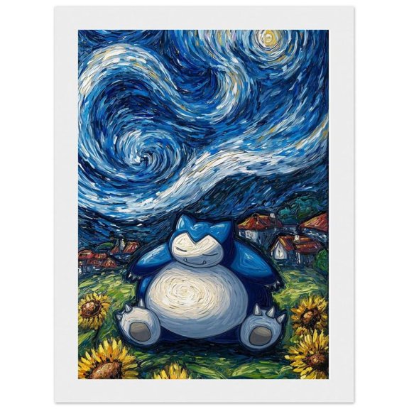 Starry Night Snorlax Pokemon Anime poster Wall Art Decor 8x12 UNFRAMED