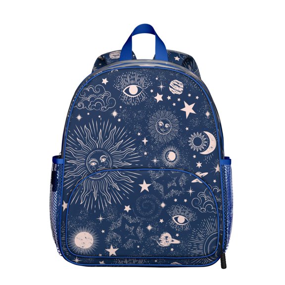 Starry Night Student Backpack – Gothic Moon Celestial Cosmic Eclipse Lunar Astral Steampunk Dark Mystical Sky Design