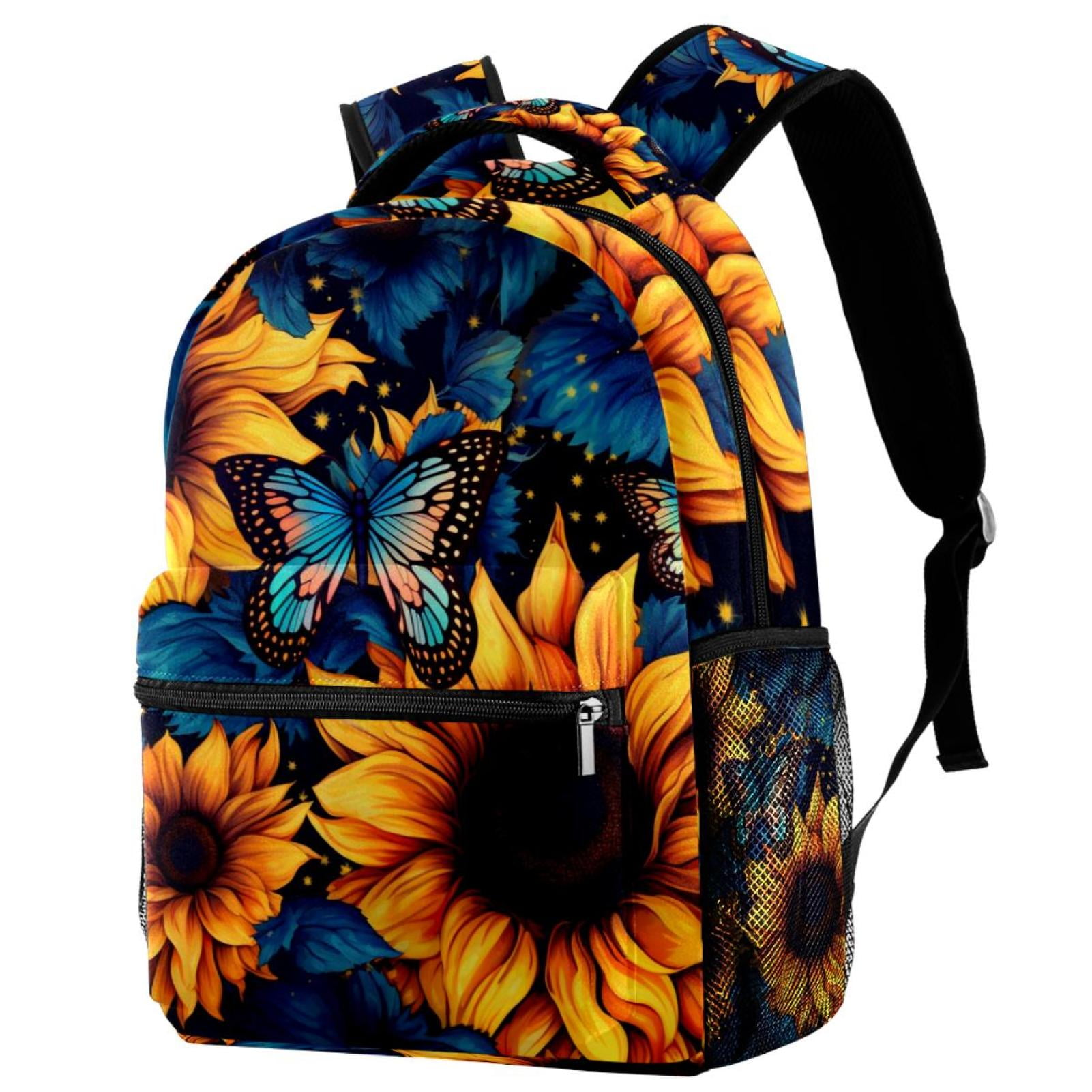 Starry Night Sunflower Butterfly Backpack Laptop Compartment & Dual ...