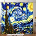 Starry Night Sunflower Shower Curtain Van Gogh Inspired Bathroom Decor