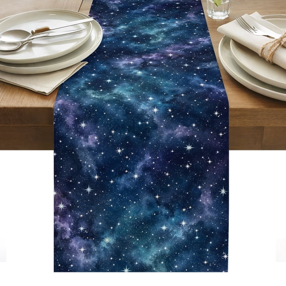 Starry Night Table Runner Modern Universe Glowing Stars Mystic Tablerunners 13 x 48 Inch, Table Decorations Tabletop Scarf for Summer Gathering Holiday Farmhouse Kitchen Dining Decor
