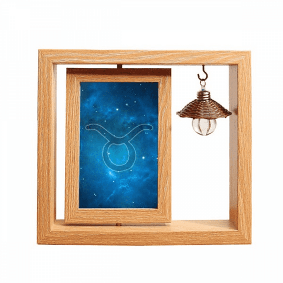 Starry Night Taurus Zodiac Constellation Wooden Rotating Picture Photo Frame 4x6