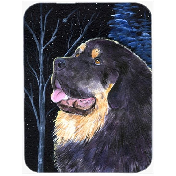 Starry Night Tibetan Mastiff Glass Cutting Board - Large- 15 H x 12 L in.