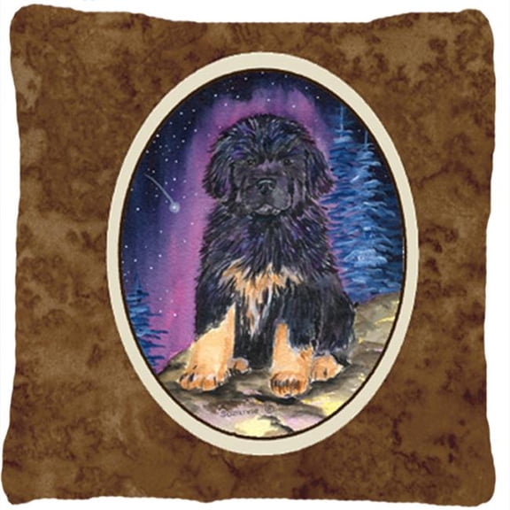 Starry Night Tibetan Mastiff Indoor & Outdoor Decorative Fabric Pillow - 14 x 14 in.