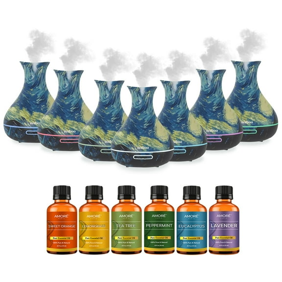 Starry Night Ultrasonic Aromatherapy Diffuser With Essential Oil Gift Set