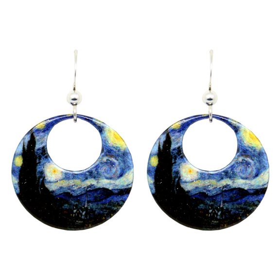 Starry Night Van Gogh Earrings by d'ears Non-Tarnish Sterling Silver French Hook Ear Wire
