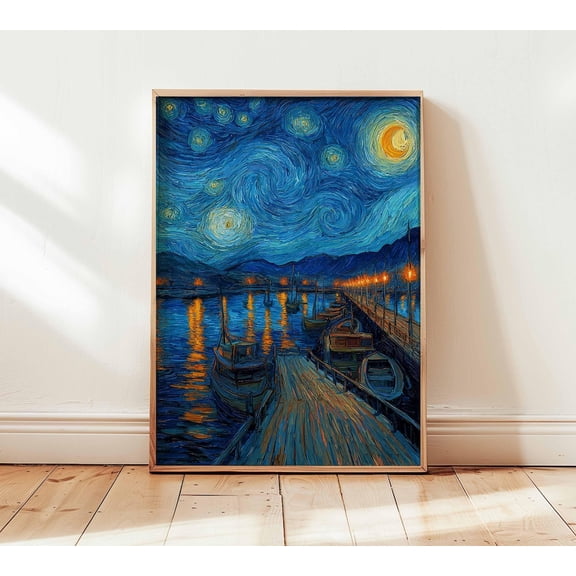 Starry Night Van Gogh Style Sky Painting Famous Art Reproduction Unframed Paper Print