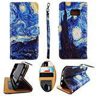 Starry Night Wallet Folio Case for Samsung Galaxy S7 Edge Fashion Flip PU Leather Cover Card Cash Slots & Stand