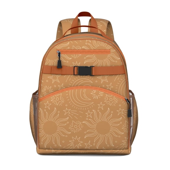 Starry Night Waterproof Backpack for Teens - Ergonomic School Bag with Gothic Cosmic Print & Chest Strap