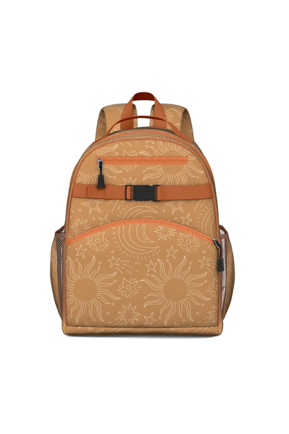 Starry Night Waterproof Backpack for Teens - Ergonomic School Bag with Gothic Cosmic Print & Chest Strap