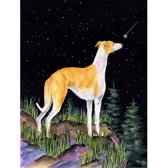 Starry Night Whippet Canvas Flag - House Size, 28 x 40 in.