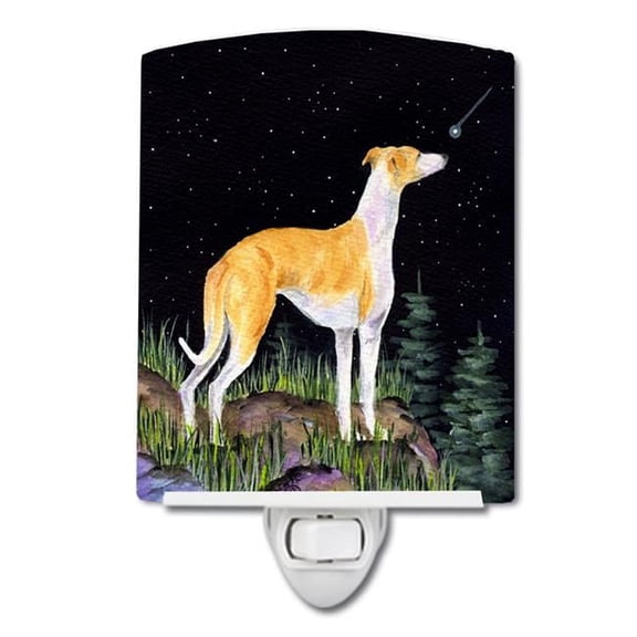 Starry Night Whippet Ceramic Night Light