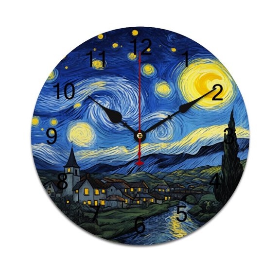 Starry Night Word Saying Big Wall Clock Home Decor Art Watch Living Room Gift 10in