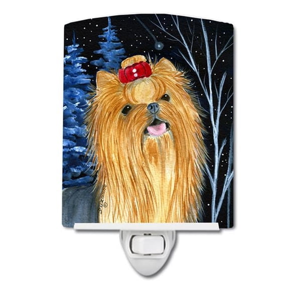 Starry Night Yorkie Ceramic Night Light