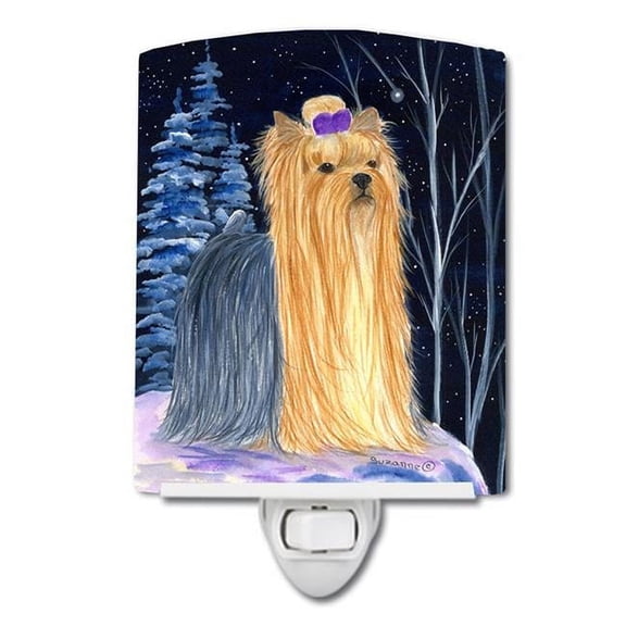 Starry Night Yorkie Ceramic Night Light