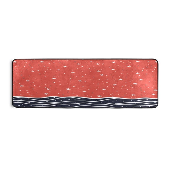 Starry Night over Sea 72x24" Runner Rug, Non-Slip Memory Foam Cushion, Anti-Crease for Hallways and Bedrooms