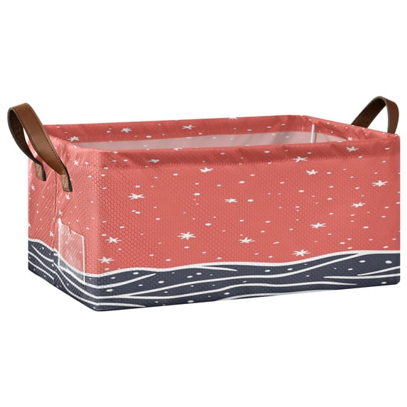 Starry Night over Sea Open Home Storage Bins Foldable Metal Frame Shelf Baskets 16.9x11.4x7.7in Water-Resistant
