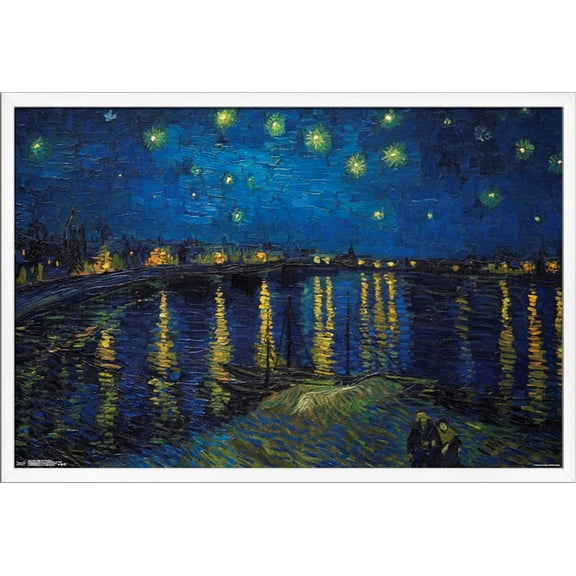 Starry Night over The Rhone by Vincent van Gogh Wall Poster, 22.375" x 34", Framed