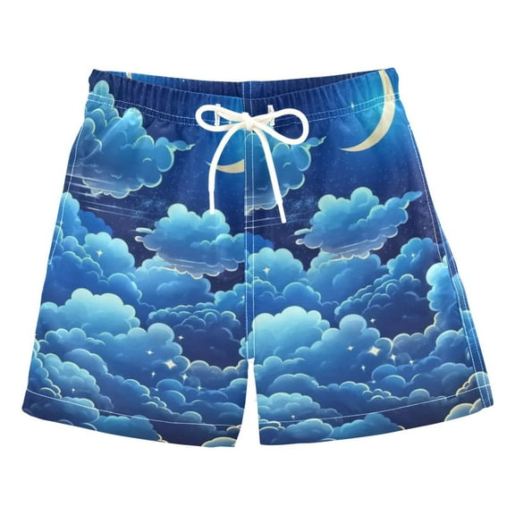 Starry Night with Clouds Boys Swim Trunks Quick Dry Boy Swim Shorts for 3-14 Years