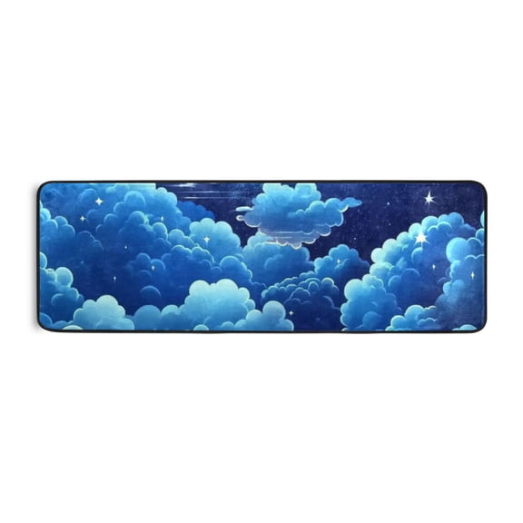 Starry Night with Clouds Runner Rug for Hallways Kitchen Non Slip 2'x 6' Washable Hall Carpet for Bedroom Entryway Laundry Room