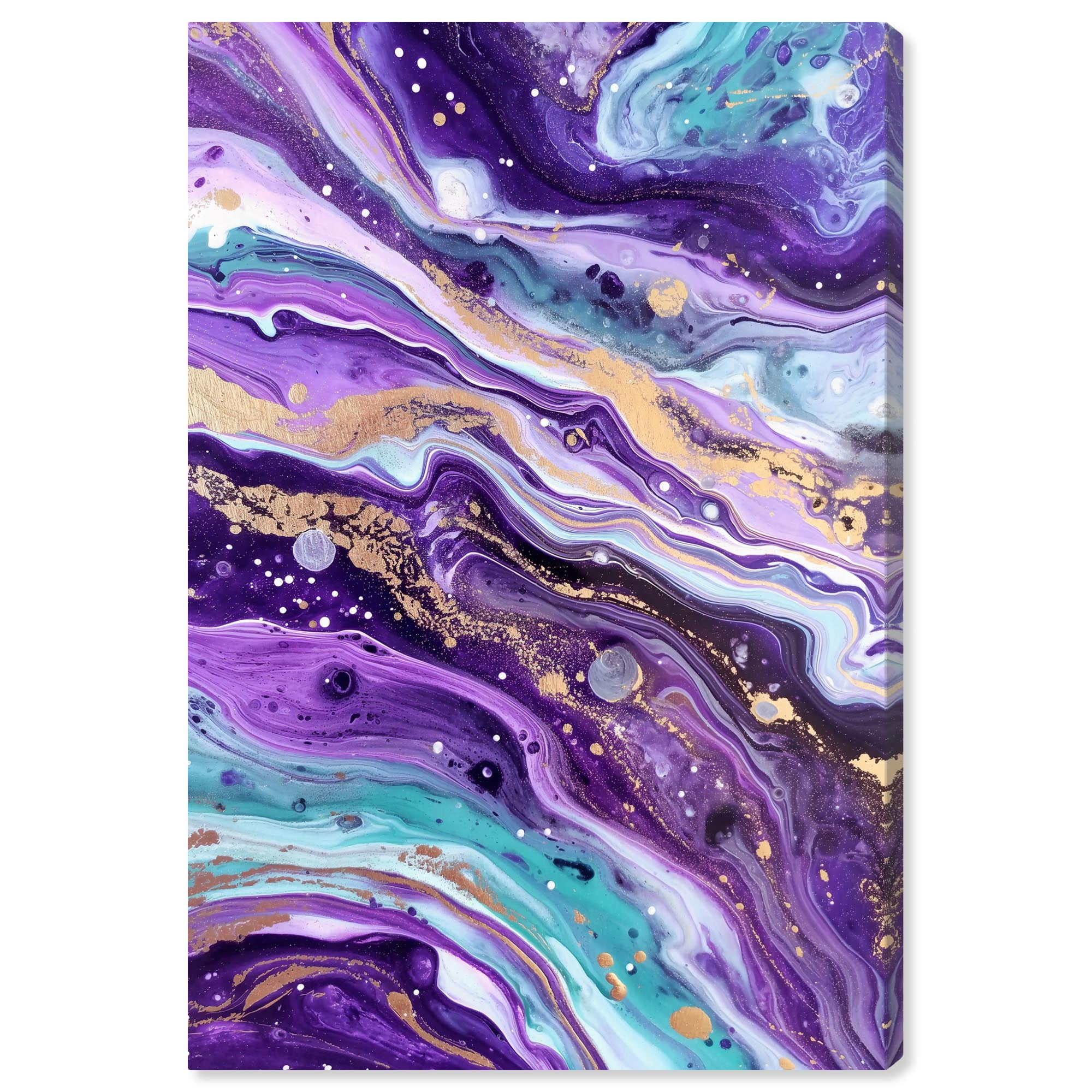 Vibrant Purple and Gold Abstract Canvas Wall Art, 16" x 24"