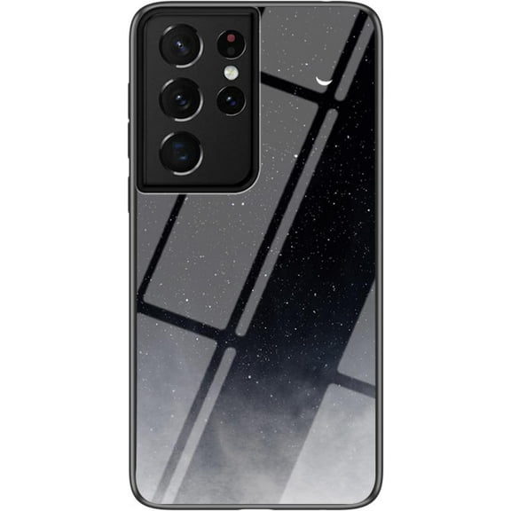 Starry Painted Tempered Glass Phone Case for Samsung Galaxy Note 20 Ultra 10 Pro 9 A33 A53 A73 5G, Lens Protection Shockproof Back Cover(B,Note 10 Pro)