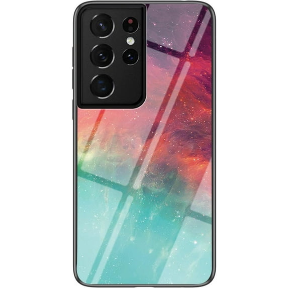 Starry Painted Tempered Glass Phone Case for Samsung Galaxy Note 20 Ultra 10 Pro 9 A33 A53 A73 5G, Lens Protection Shockproof Back Cover(A,Note 9)