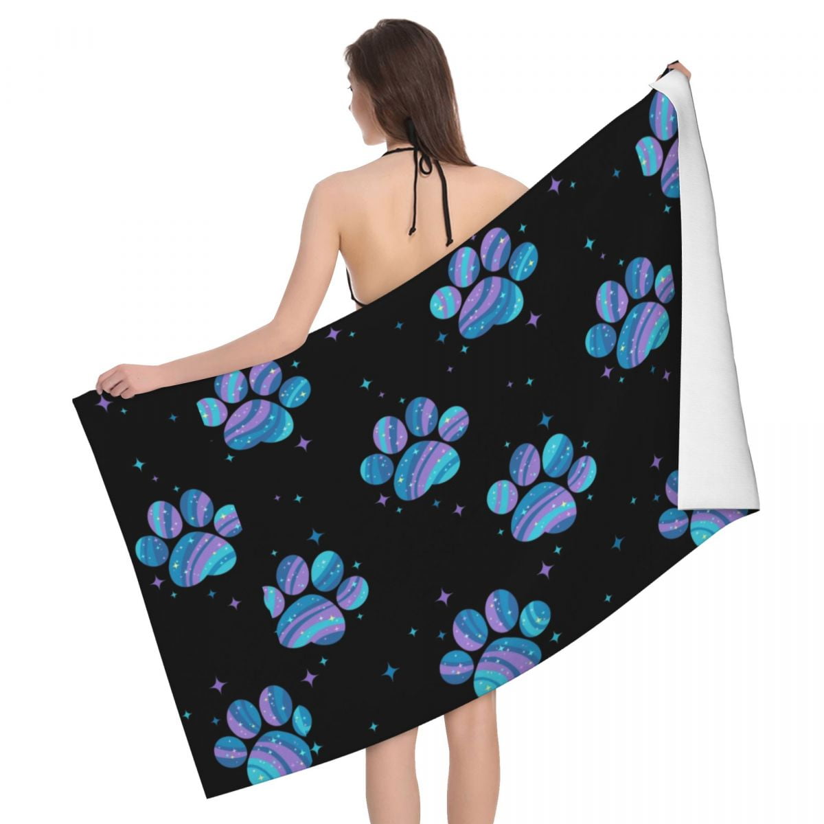 Starry Paws Beach Towel Quick Drying Floral Dogs Animal Soft Linen ...