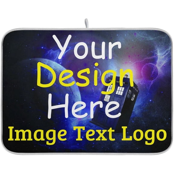 Starry Personalized Dish Drying Mat for Kitchen Counter, Custom Drying Pad with Image Logo Text, Drainer Mats for Countertop for Travel Festivals Family Memories, Large 18" x 24"