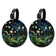 thumbnail image 1 of Starry Plants 2Pcs PU Leather Round Luggage Tags with Privacy Cover and Name ID Tag for Suitcase, Handbags, Backpacks, School Bags, 1 of 6