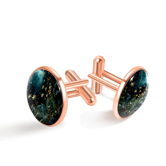 Starry Plants Elegant Stainless Steel Mens Cufflink Set - Stylish Addition to Formal Attire - for Business Meetings and Special Occasions