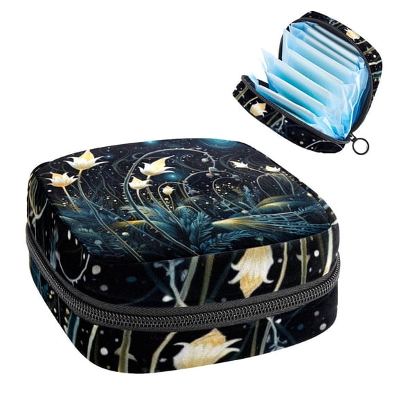 Starry Plants Period Pouch Sanitary Bags Small Necklace Pouch Small Carry on Travel Bag Organizer in Plush, Sponge, and Oxford Fabric - 4.7x6.6x6.6 in