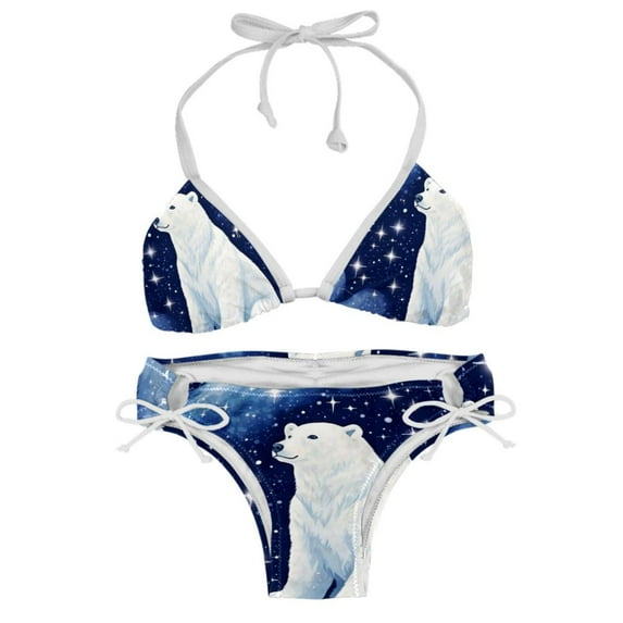 Starry Polar Bear Detachable Sponge Adjustable Strap Bikini Set Two-Pack, Beach & Pool Scenes, Bikinis Swim Suits