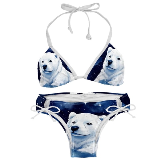 Starry Polar Bear Detachable Sponge Adjustable Strap Bikini Set Two-Pack - Versatile Swim Suit Set