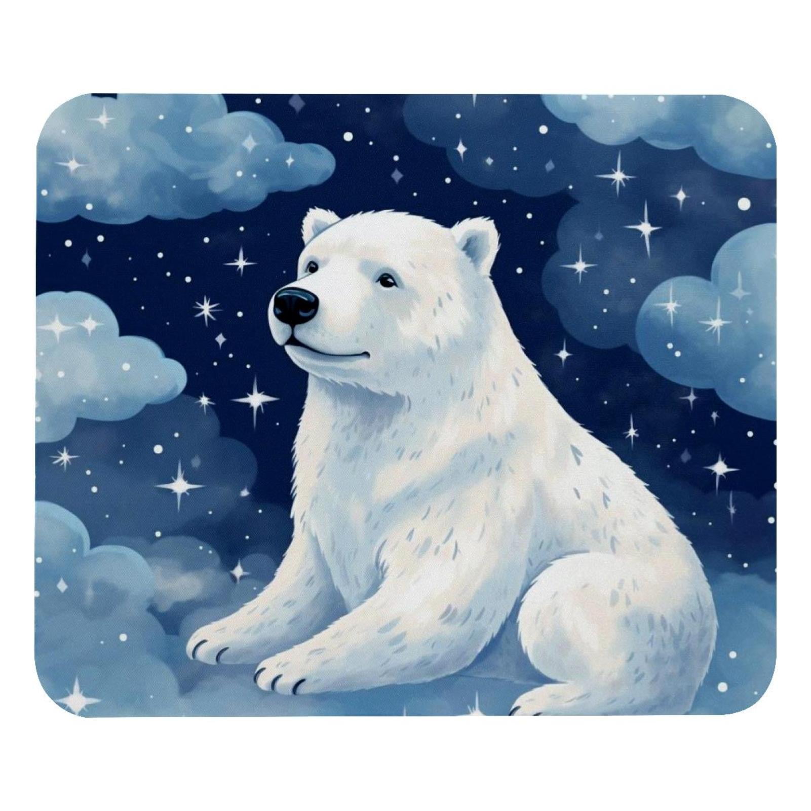 Starry Polar Bear Mouse Pad, Rubber Base Computer Mouse Pads for ...
