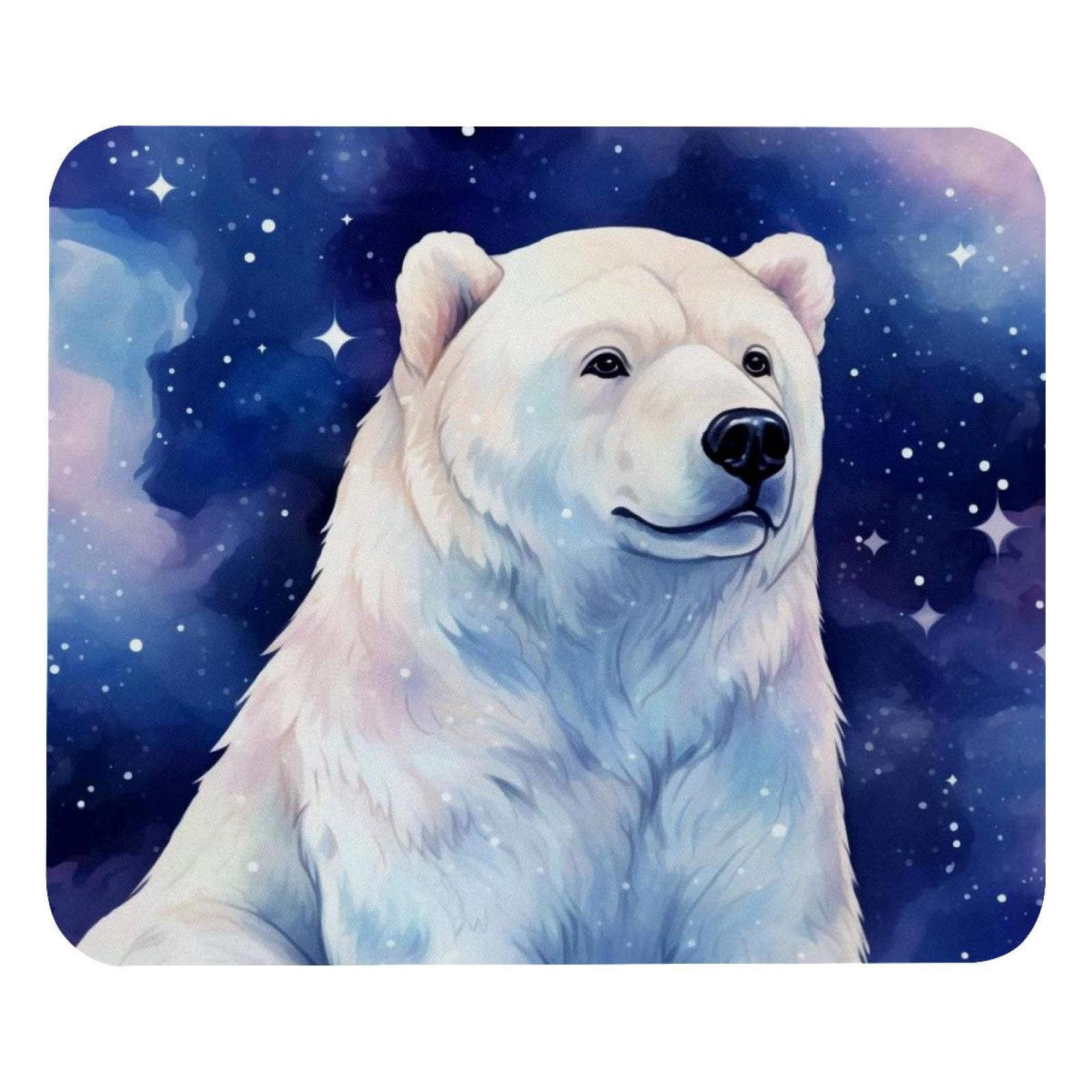 Starry Polar Bear Mouse Pad, Rubber Base Computer Mouse Pads for ...