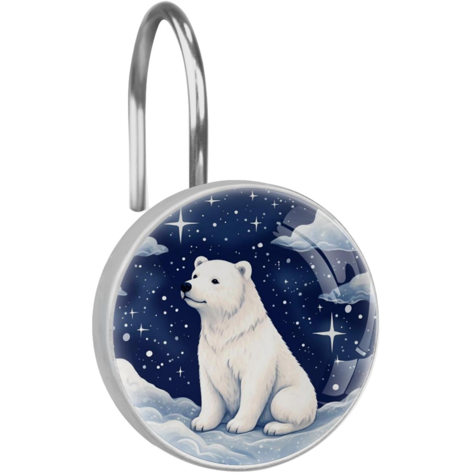Starry Polar Bear Pattern 2PCS Unique Hooks Resin Glass Stainless Steel