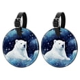 thumbnail image 1 of Starry Polar Bear Set of 2pcs PU Leather Round Suitcase Tags with Privacy Cover and Name ID Tag - Ideal for Travel Luggage, Handbags, Backpacks, School Bags, 1 of 6