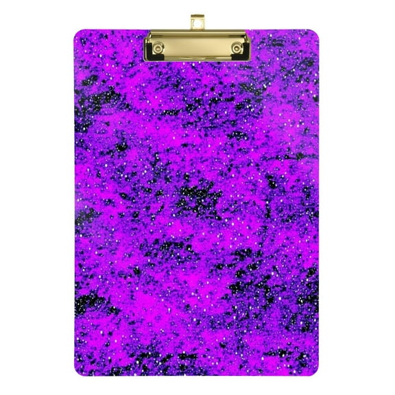 Starry Purple Night Sky 12.5x9in Clipboard, Durable Acrylic with Metal Clip and Wall Hook for Office or Classroom