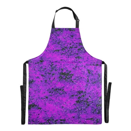 Starry Purple Night Sky Long Apron for Cooking Water Resistant Adjustable Bib with 2 Pockets 88x68cm