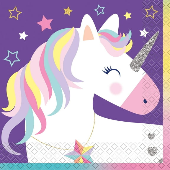 Starry Rainbow Unicorn Paper Luncheon Napkins, 6.5 in, 16ct