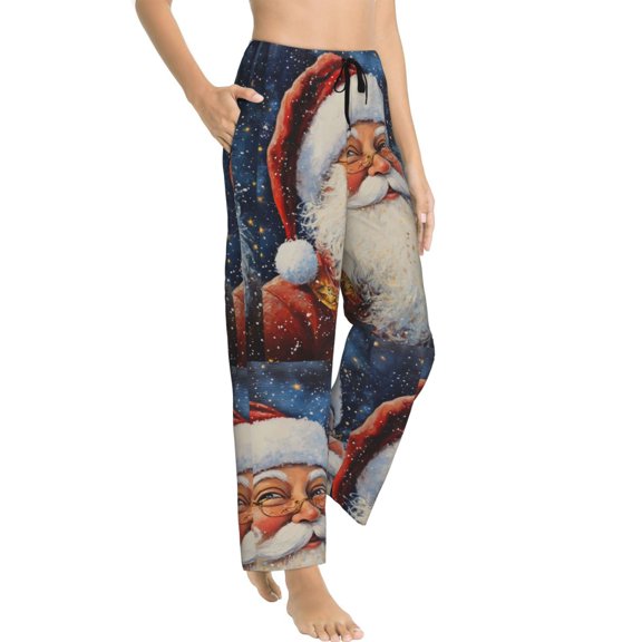 Starry Santa Pajama Pants Women - Soft Breathable Sleep & Lounge Pants for Women, Comfy Casual Pj Pants Bottoms with Pockets