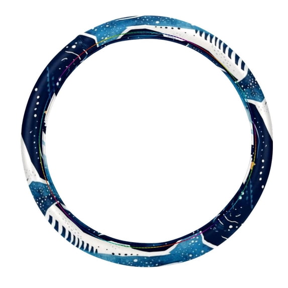 Starry Shark 14.5 Inch Printing PVC Leather Car Wheel Cover Steering Wheel Cover Auto Accessories