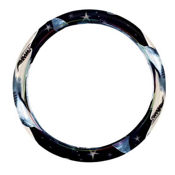 Starry Shark 14.5 Inch Printing PVC Leather Car Wheel Cover Steering Wheel Cover Auto Accessories