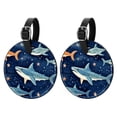 thumbnail image 1 of Starry Shark 2Pcs PU Leather Round Luggage Tags with Privacy Cover and Name ID Tag for Suitcase, Handbags, Backpacks, School Bags, 1 of 6