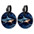 thumbnail image 1 of Starry Shark 2pcs PU Leather Round Bag Tags Suitcase Handbag Tags with Privacy Cover and Name ID Tag for Travel Luggage, Handbags, Backpacks, School Bags, 1 of 6