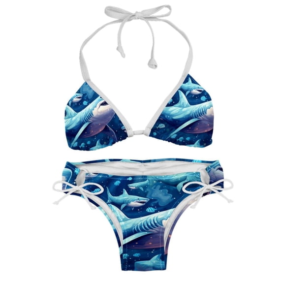 Starry Shark Adjustable Strap Bikini Set with Detachable Sponge, Two-Pack - Ideal for Beach and Pool Parties