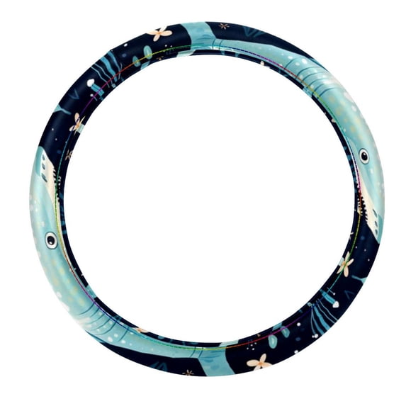 Starry Shark Car Wheel Cover, 14.5 Inch Printing PVC Leather Auto Accessories Steering Wheel Cover